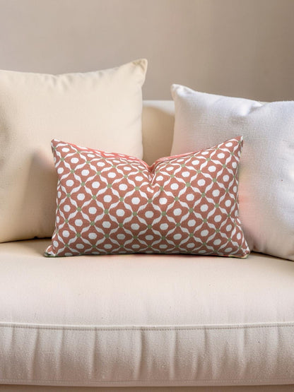 Lumbar Pillow Chanderi Guava 12x18" Knife Edge Cover