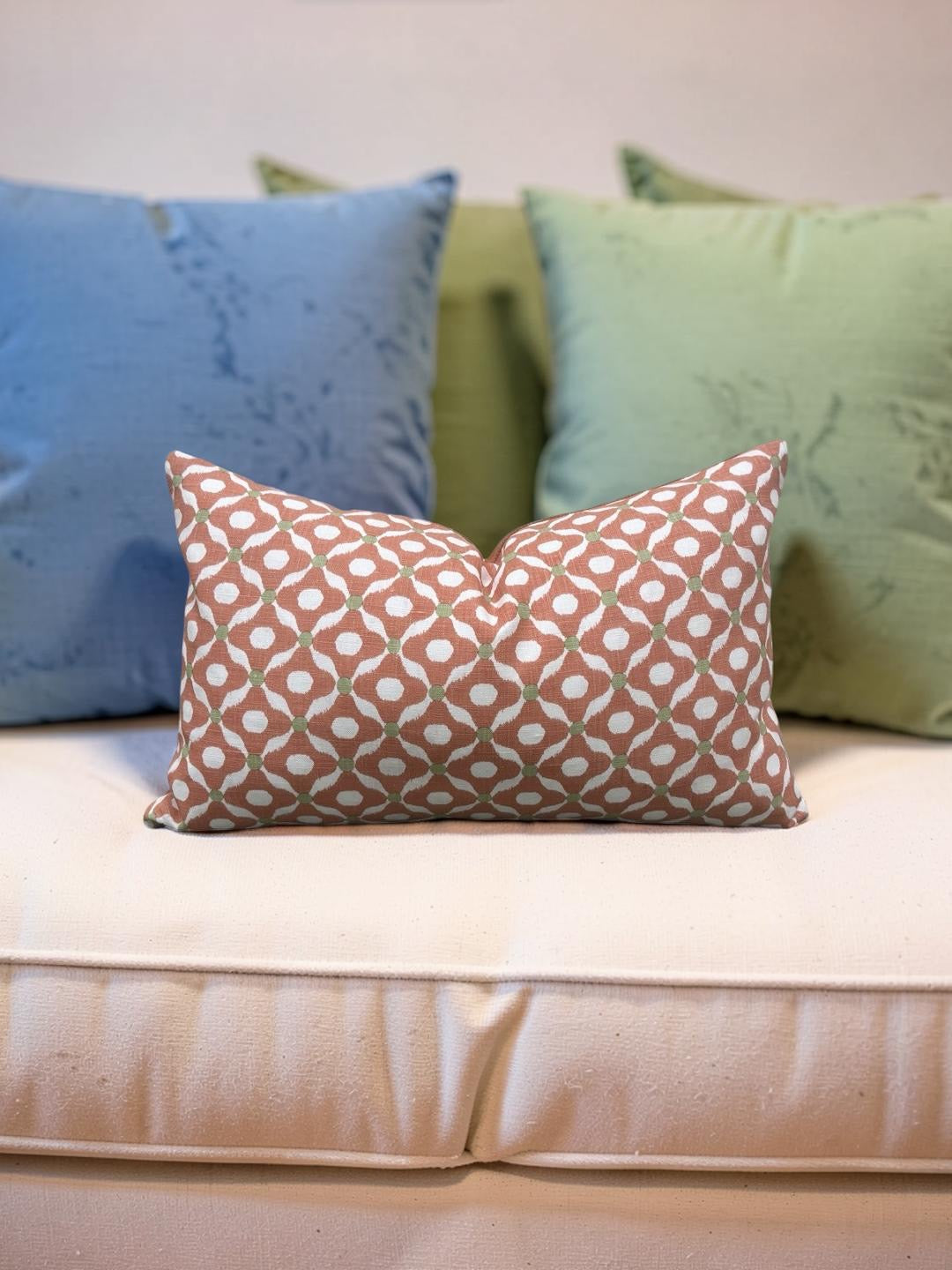 Lumbar Pillow Chanderi Guava 12x18" Knife Edge Cover