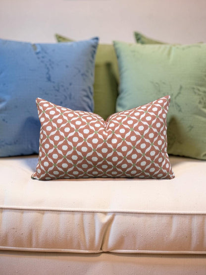 Lumbar Pillow Chanderi Guava 12x18" Knife Edge Cover