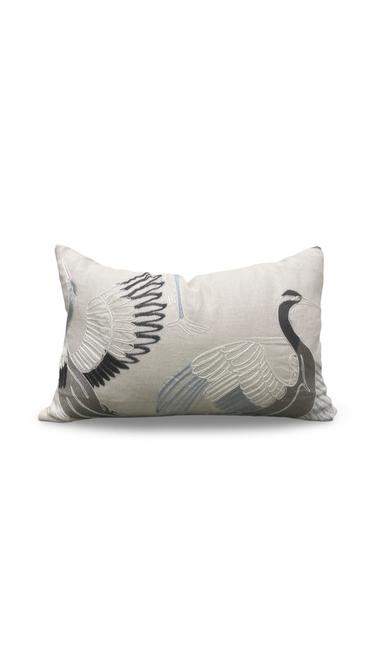 Lumbar Pillow Dancing Crane Earth 12x18" Knife Edge Cover
