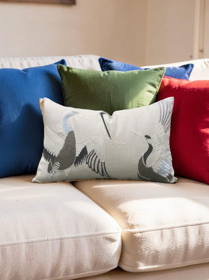Lumbar Pillow Dancing Crane Earth 12x18" Knife Edge Cover