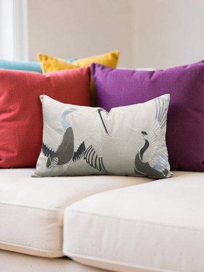 Lumbar Pillow Dancing Crane Earth 12x18" Knife Edge Cover