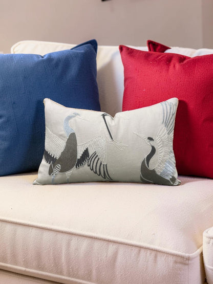Lumbar Pillow Dancing Crane Earth 12x18" Knife Edge Cover