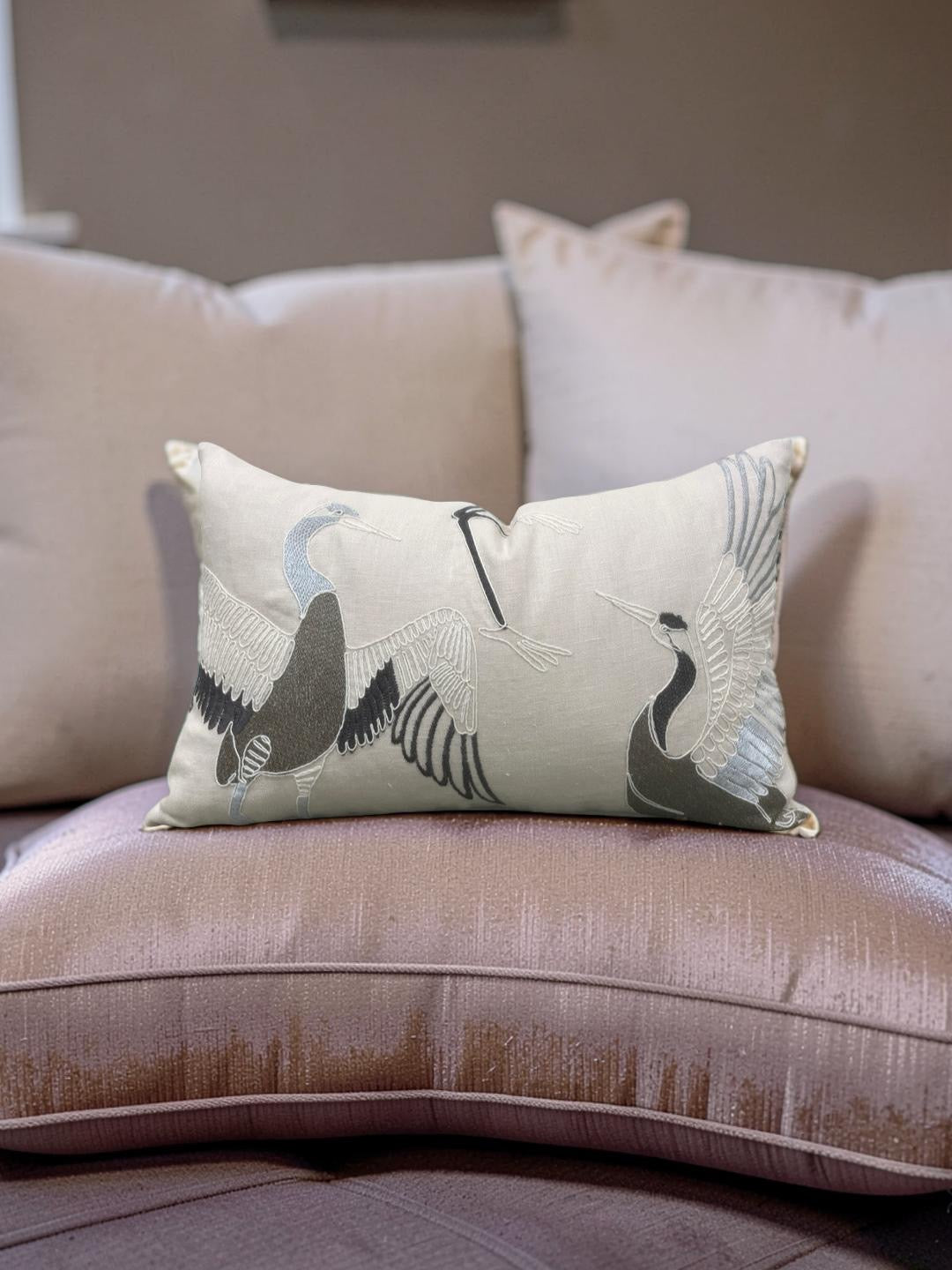 Lumbar Pillow Dancing Crane Earth 12x18" Knife Edge Cover