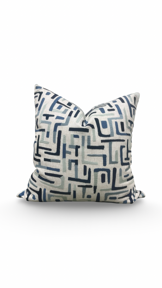 Geometric Decorative Pillow Varanasi Navy 20x20" Knife Edge Cover