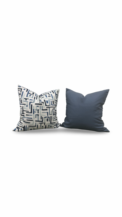 Geometric Decorative Pillow Varanasi Navy 20x20" Knife Edge Cover