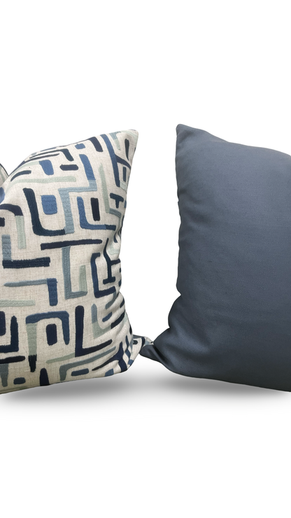 Geometric Decorative Pillow Varanasi Navy 20x20" Knife Edge Cover