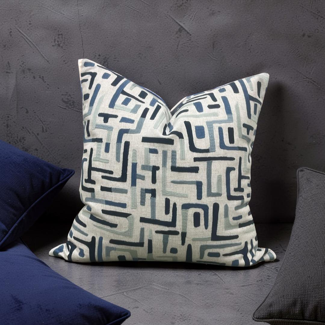 Decorative Pillow Varanasi-Navy 22x22" Knife Edge Cover
