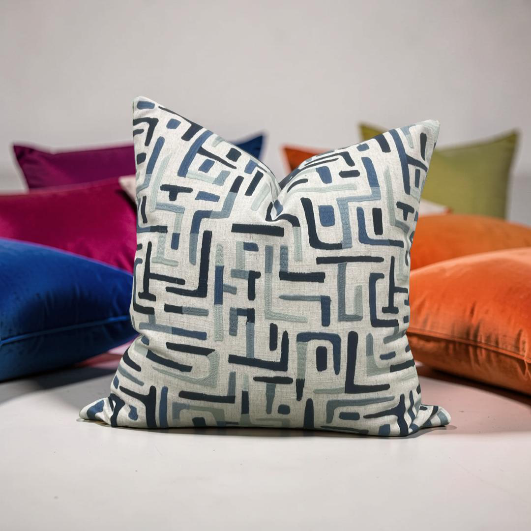 Decorative Pillow Varanasi-Navy 22x22" Knife Edge Cover