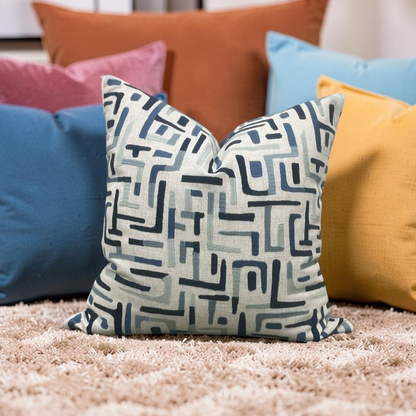 Geometric Decorative Pillow Varanasi Navy 20x20" Knife Edge Cover