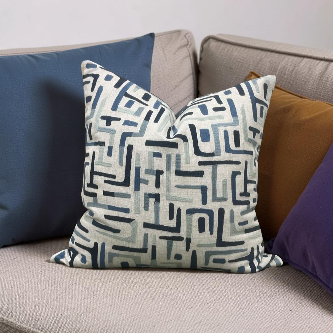 Decorative Pillow Varanasi-Navy 22x22" Knife Edge Cover