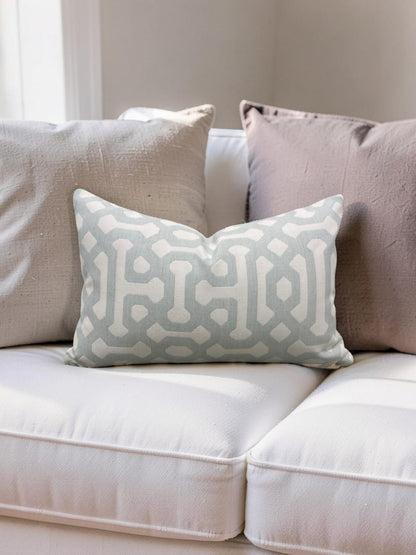 Outdoor Sunbrella Trellis Lumbar Pillow 12x18" Knife Edge Cover