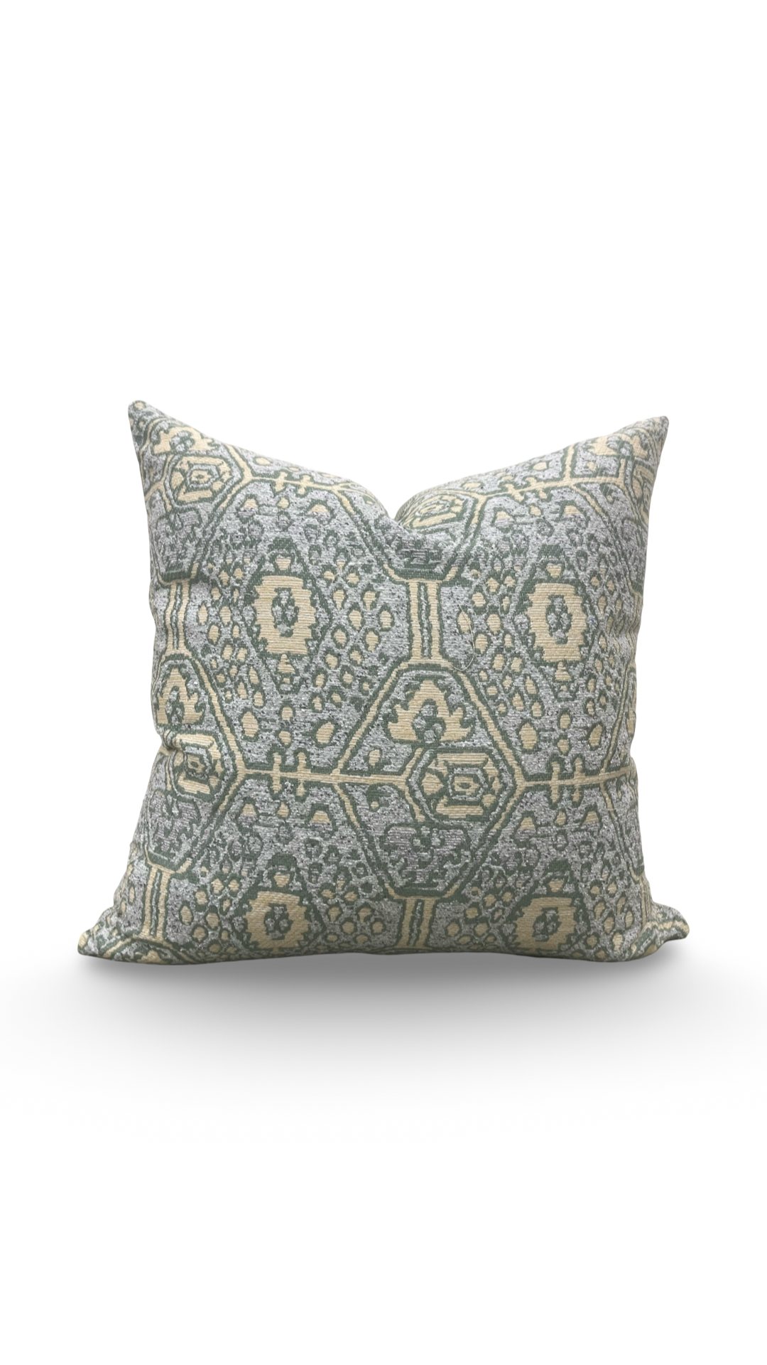 Decorative pillow with geometric pattern on a white background
