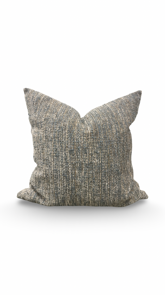 Taupe Tan and Grey Textured Velvet Striped 22x22" Knife Edge Decorative Throw Pillow