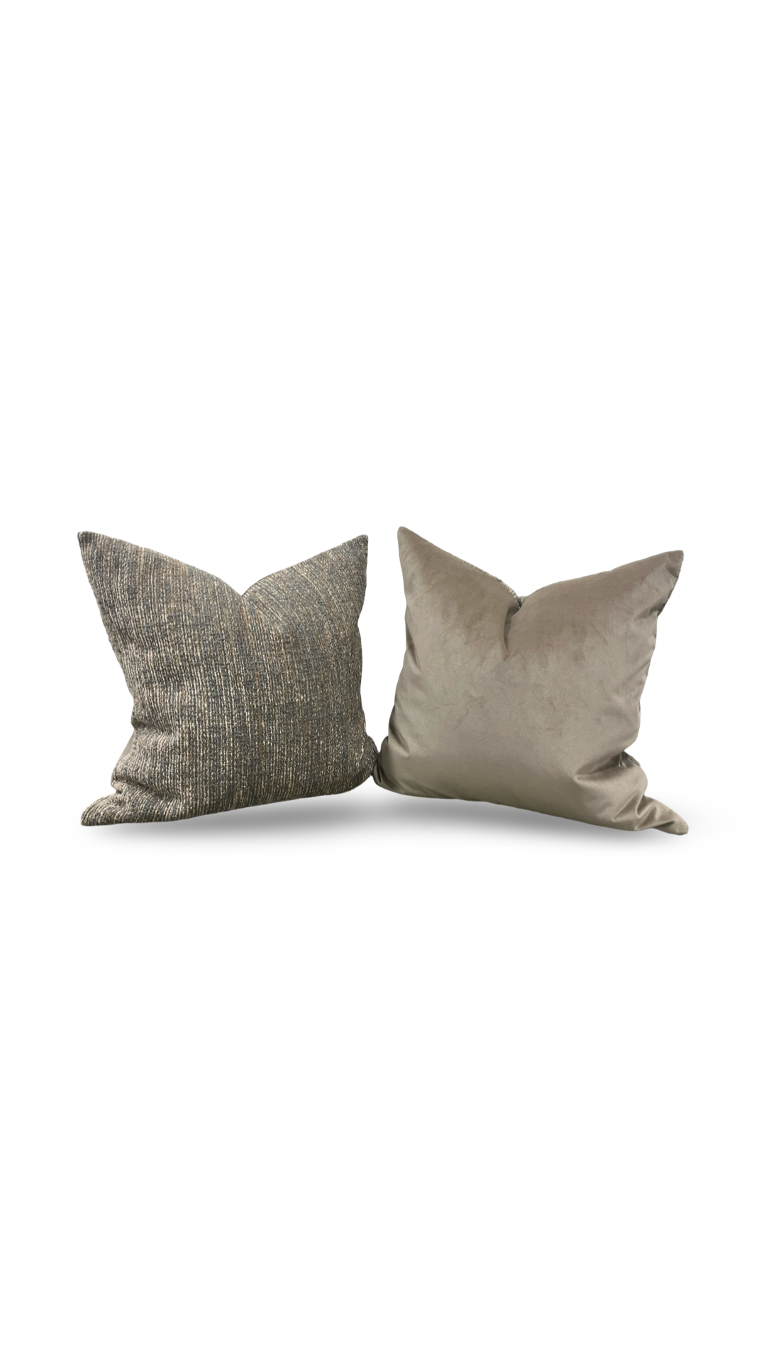 Taupe Tan and Grey Textured Velvet Striped 22x22" Knife Edge Decorative Throw Pillow