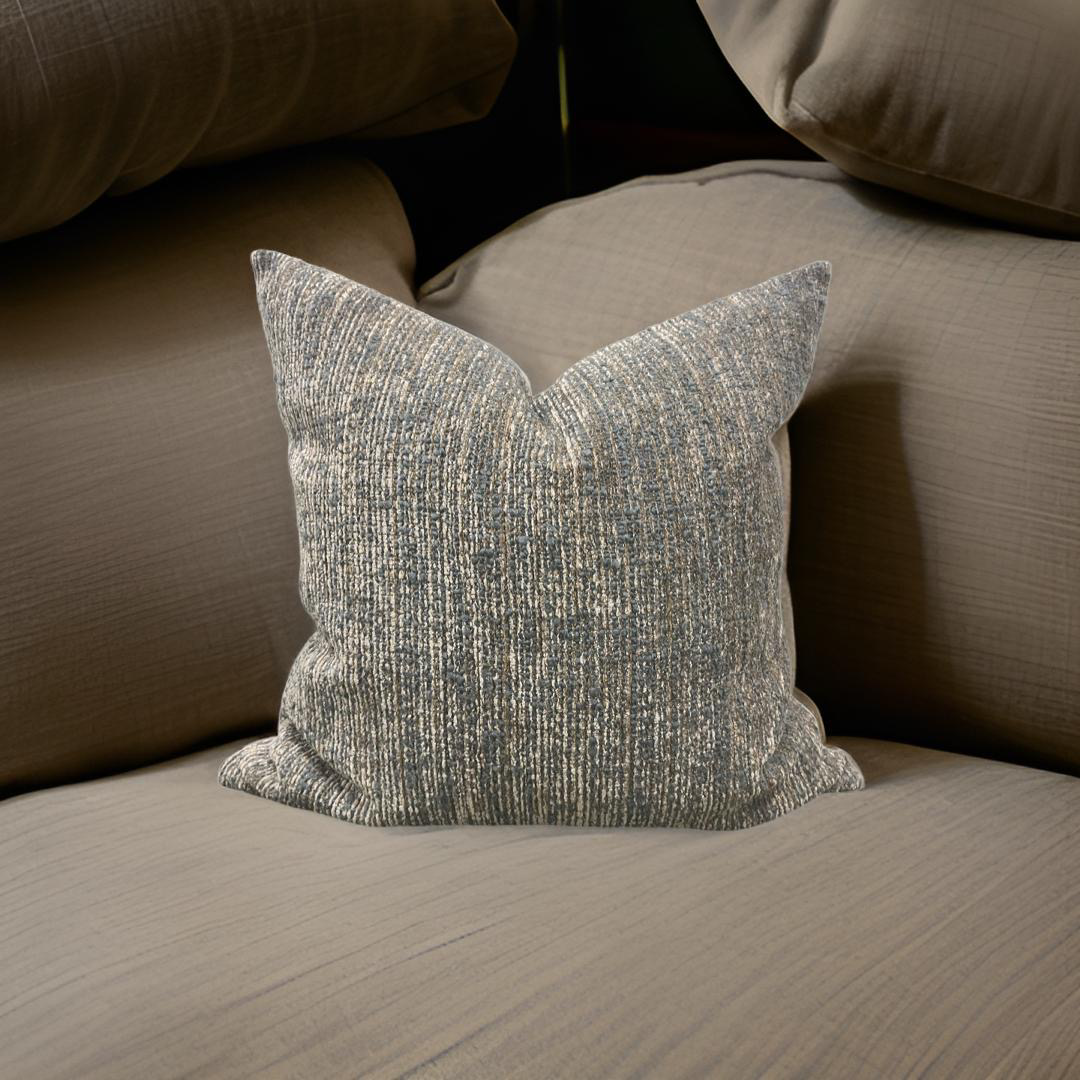 Taupe Tan and Grey Textured Velvet Striped 22x22" Knife Edge Decorative Throw Pillow