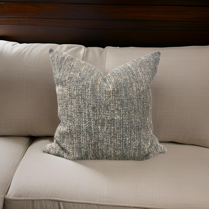 Taupe Tan and Grey Textured Velvet Striped 22x22" Knife Edge Decorative Throw Pillow