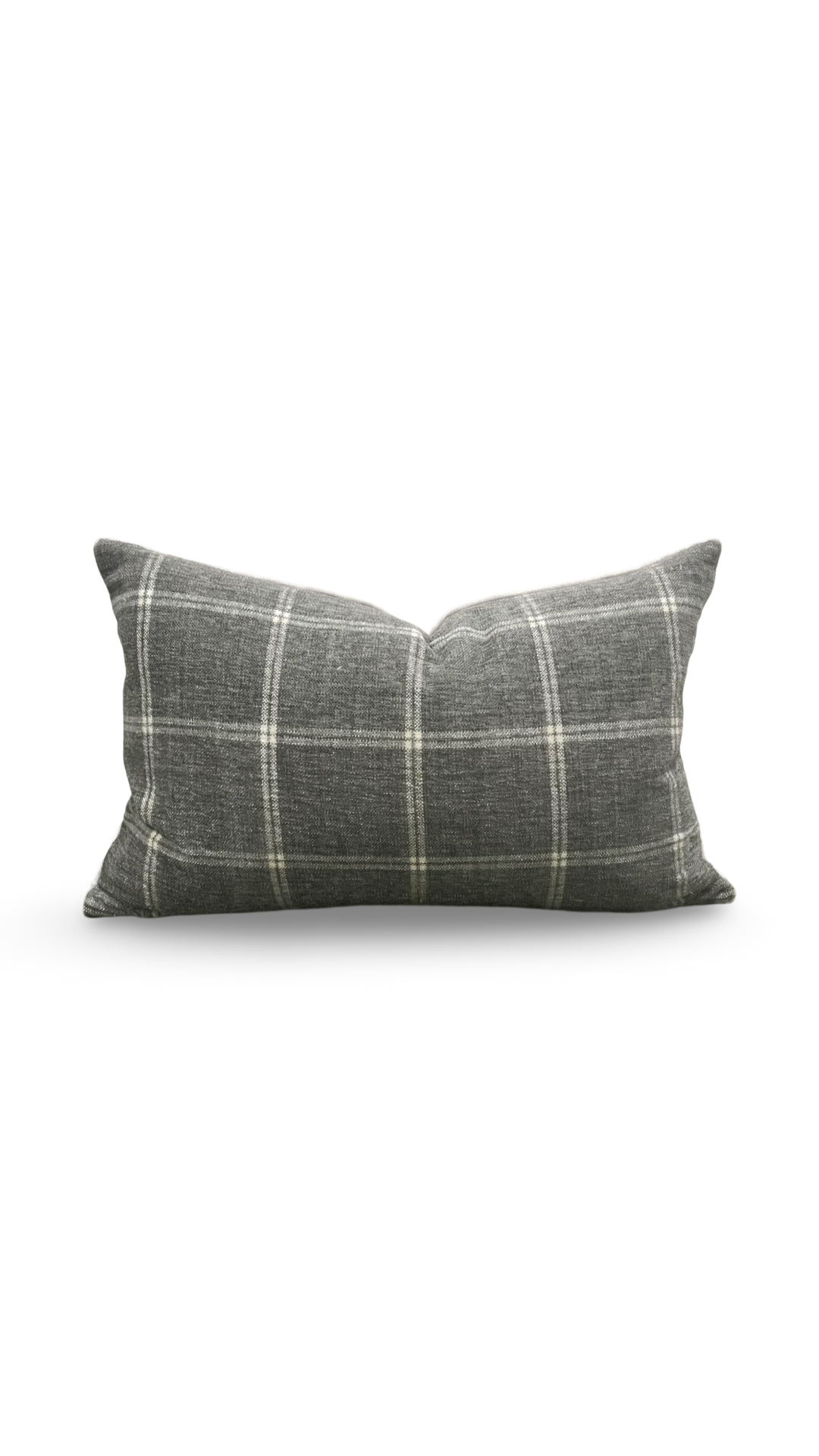 Taupe Grey Check Patterned 12X18" Knife Edge Decorative Lumbar Pillow
