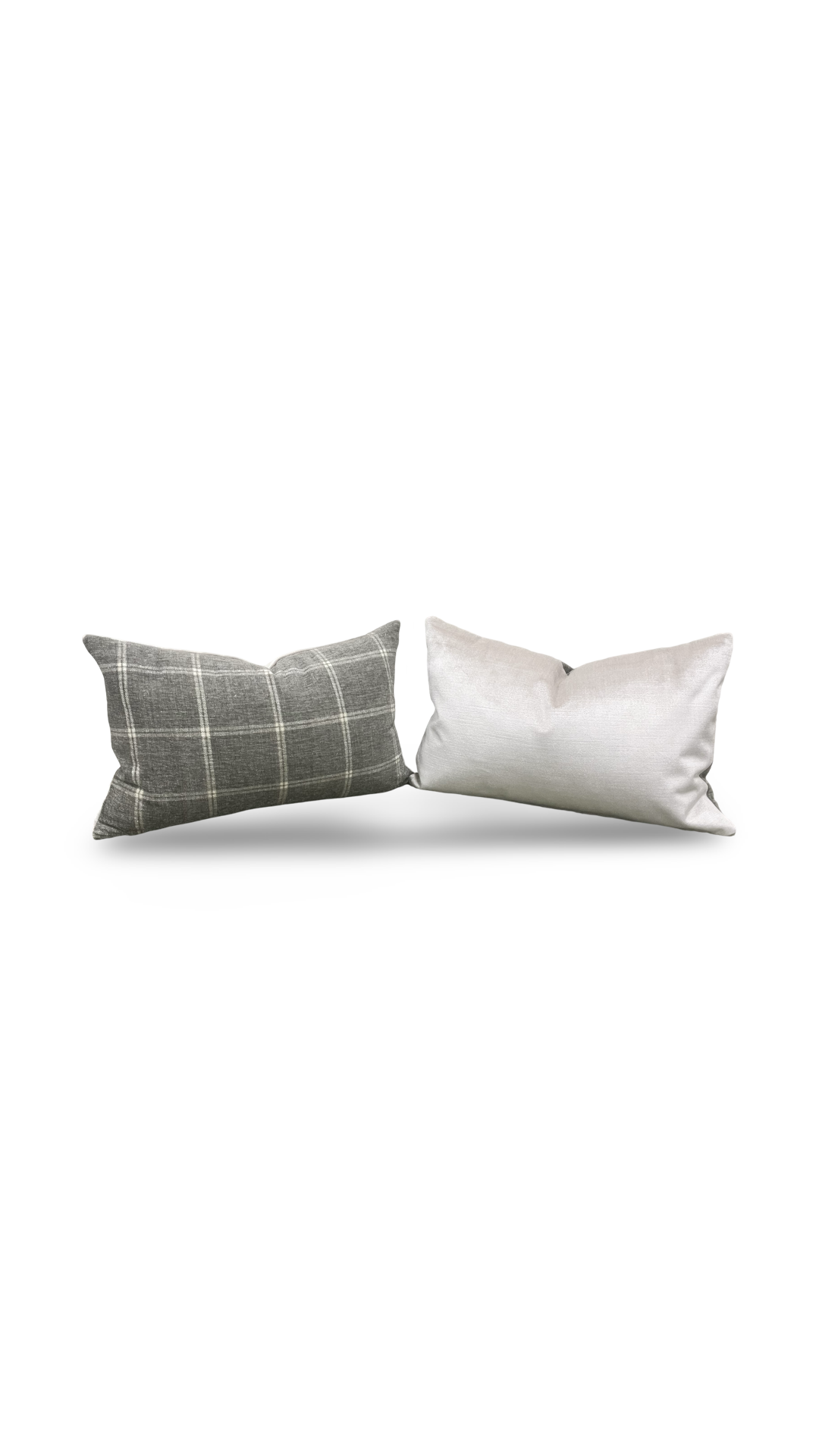 Taupe Grey Check Patterned 12X18" Knife Edge Decorative Lumbar Pillow