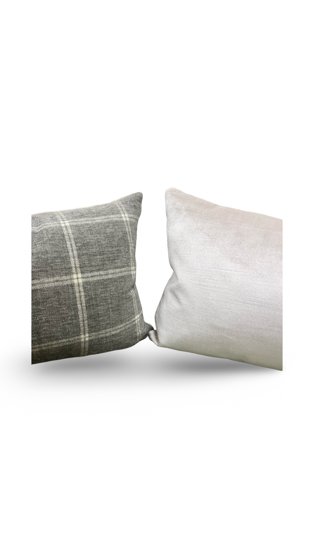 Taupe Grey Check Patterned 12X18" Knife Edge Decorative Lumbar Pillow