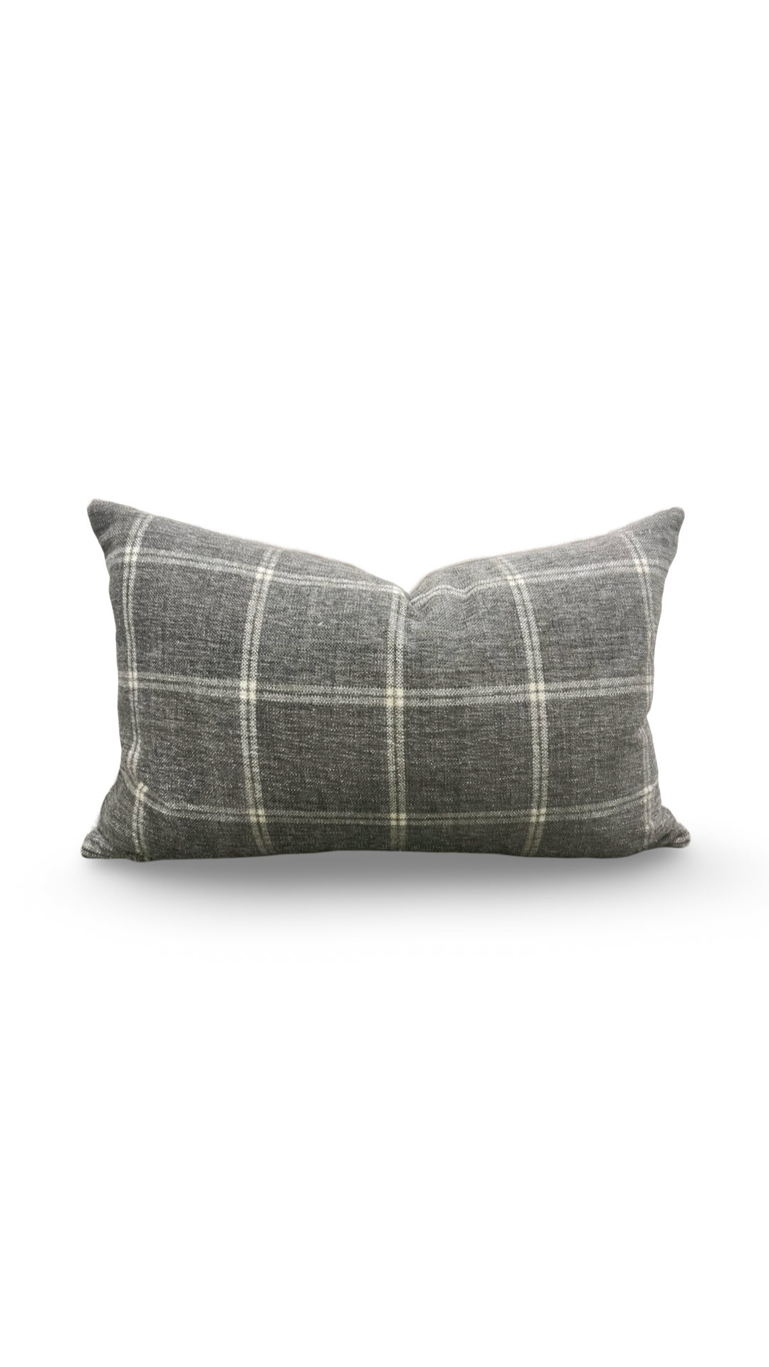 Taupe Grey Check Patterned 12X18" Knife Edge Decorative Lumbar Pillow