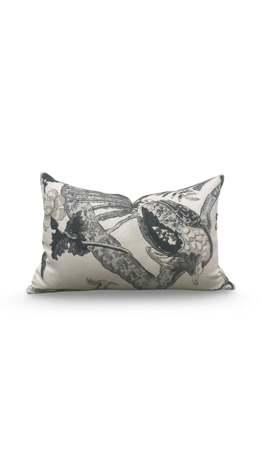 Thibaut Lumbar Pillow Coromandel Grey 12x18" Knife Edge Cover