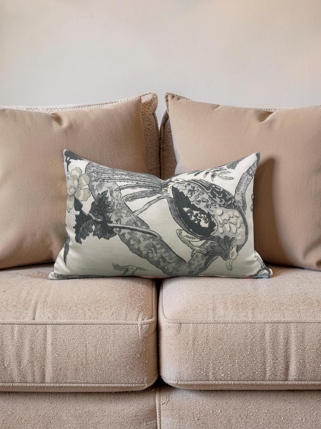 Thibaut Lumbar Pillow Coromandel Grey 12x18" Knife Edge Cover