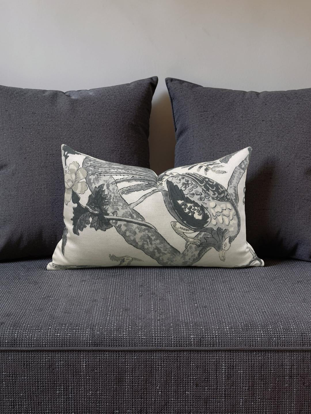 Thibaut Lumbar Pillow Coromandel Grey 12x18" Knife Edge Cover