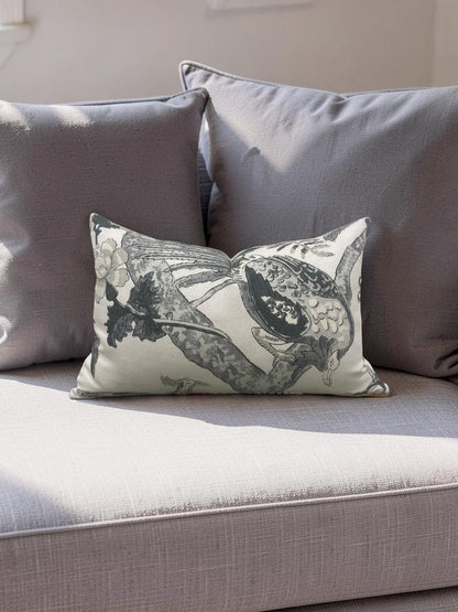 Thibaut Lumbar Pillow Coromandel Grey 12x18" Knife Edge Cover