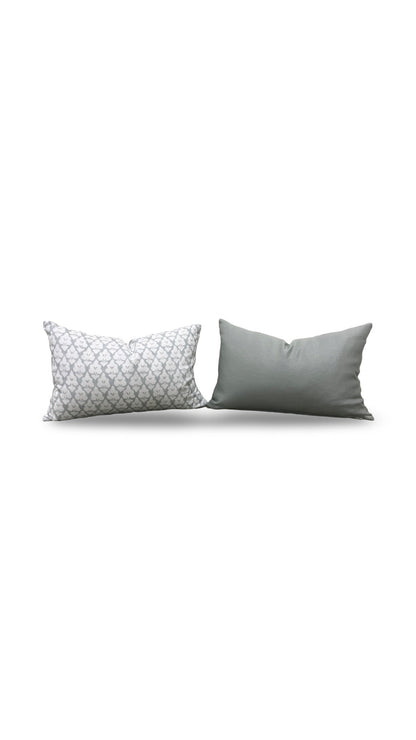 Thibaut Fabric Lumbar Pillow Spa Blue 12x18" Knife Edge Cover