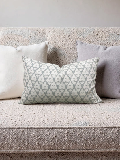 Thibaut Fabric Lumbar Pillow Spa Blue 12x18" Knife Edge Cover