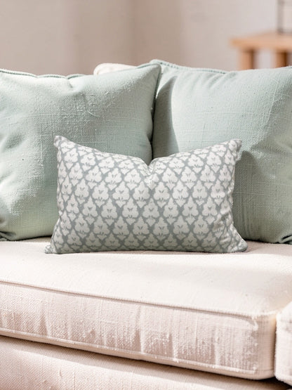 Thibaut Fabric Lumbar Pillow Spa Blue 12x18" Knife Edge Cover