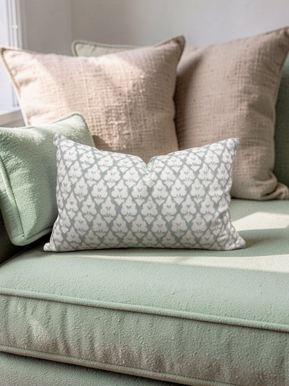 Thibaut Fabric Lumbar Pillow Spa Blue 12x18" Knife Edge Cover