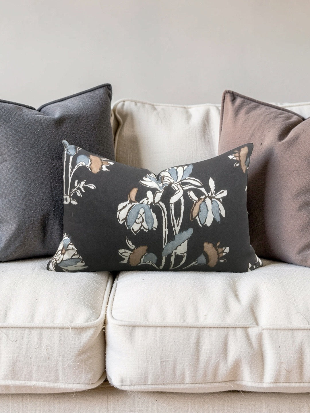 Thibaut Fabric Lumbar Pillow Lily Flower 12x18" Knife Edge Cover