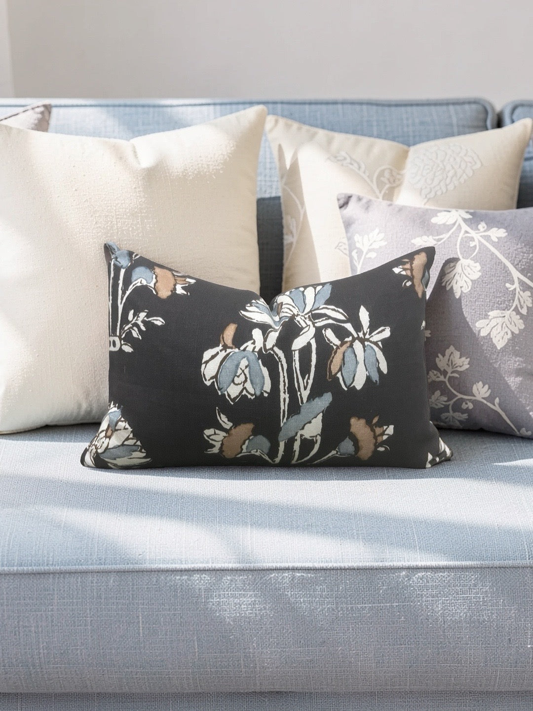 Thibaut Fabric Lumbar Pillow Lily Flower 12x18" Knife Edge Cover