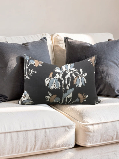 Thibaut Fabric Lumbar Pillow Lily Flower 12x18" Knife Edge Cover