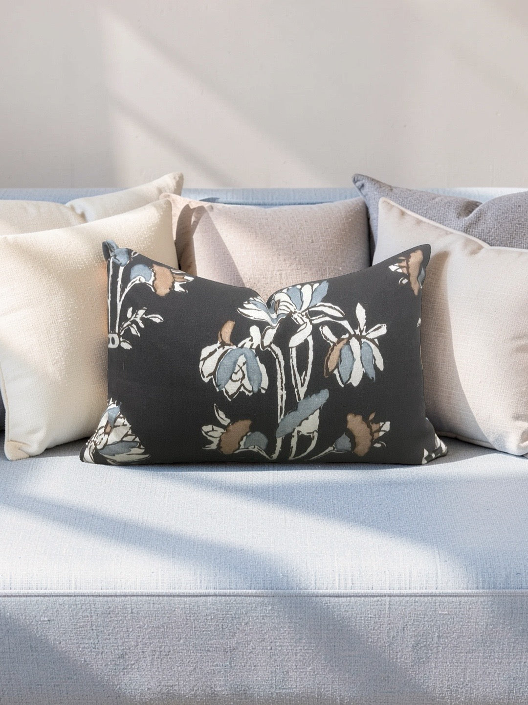 Thibaut Fabric Lumbar Pillow Lily Flower 12x18" Knife Edge Cover