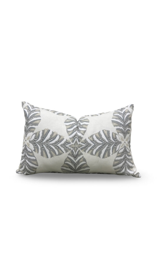 Thibaut Lumbar Pillow Starleaf Grey 12x18" Knife Edge Cover