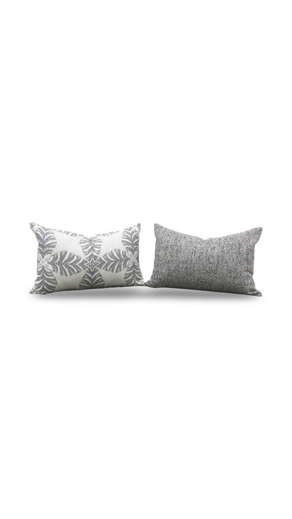 Thibaut Lumbar Pillow Starleaf Grey 12x18" Knife Edge Cover