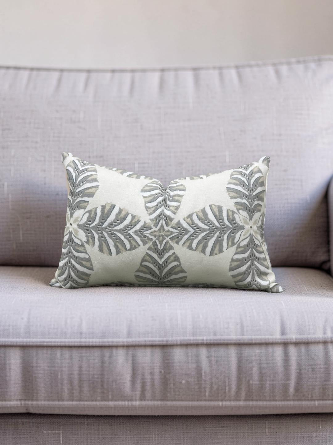 Thibaut Lumbar Pillow Starleaf Grey 12x18" Knife Edge Cover