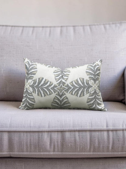 Thibaut Lumbar Pillow Starleaf Grey 12x18" Knife Edge Cover