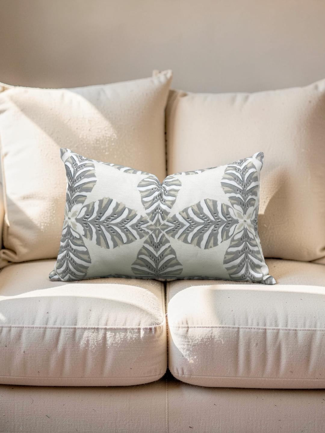 Thibaut Lumbar Pillow Starleaf Grey 12x18" Knife Edge Cover