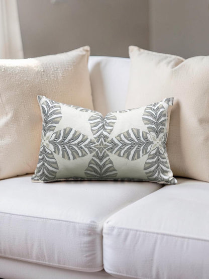 Thibaut Lumbar Pillow Starleaf Grey 12x18" Knife Edge Cover