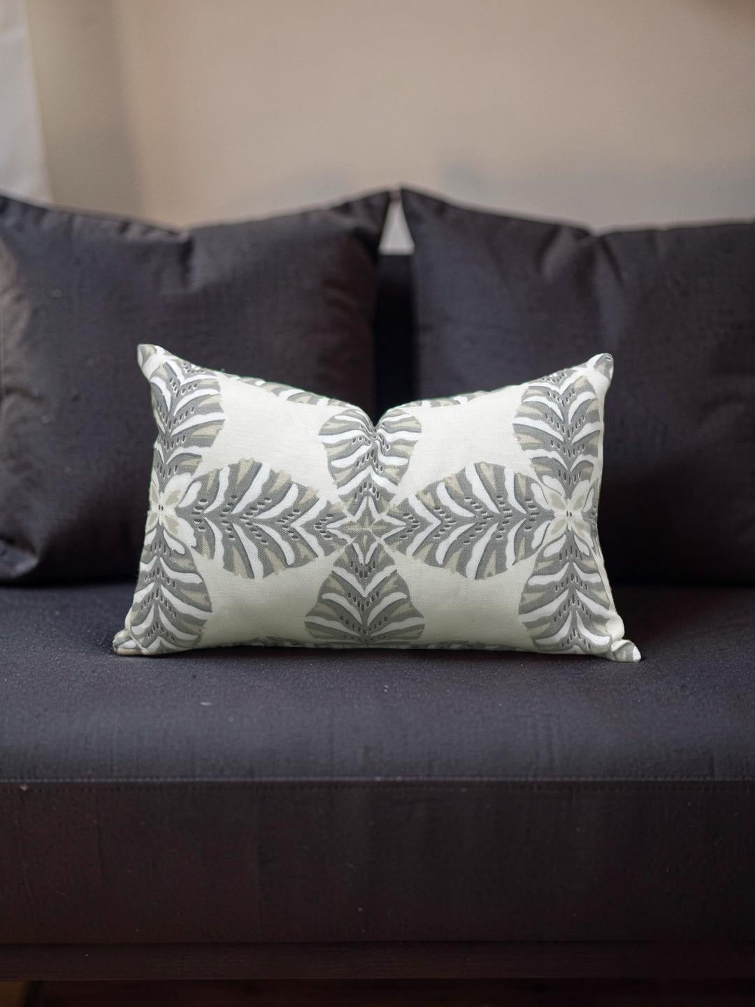 Thibaut Lumbar Pillow Starleaf Grey 12x18" Knife Edge Cover