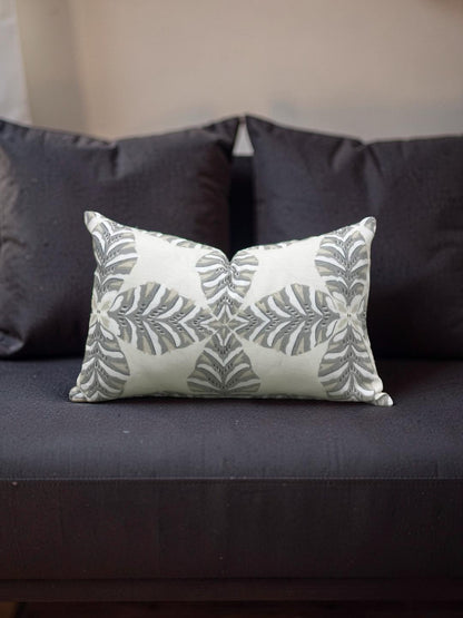 Thibaut Lumbar Pillow Starleaf Grey 12x18" Knife Edge Cover