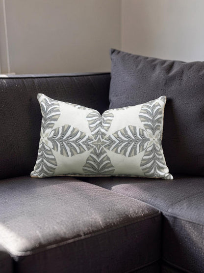 Thibaut Lumbar Pillow Starleaf Grey 12x18" Knife Edge Cover