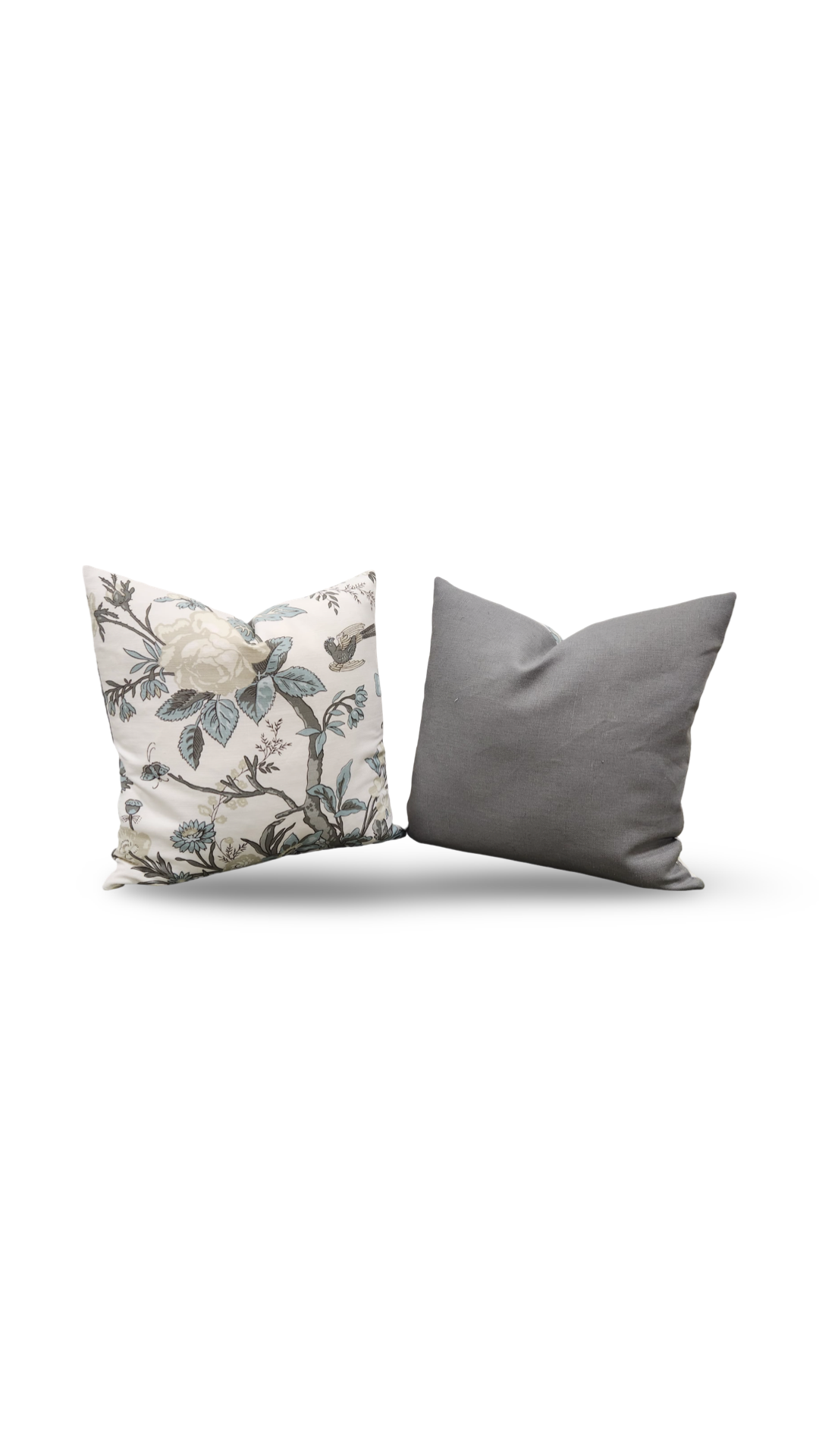 Floral Decorative Pillow Nemour Beige and Aqua 20x20" Knife Edge Cover