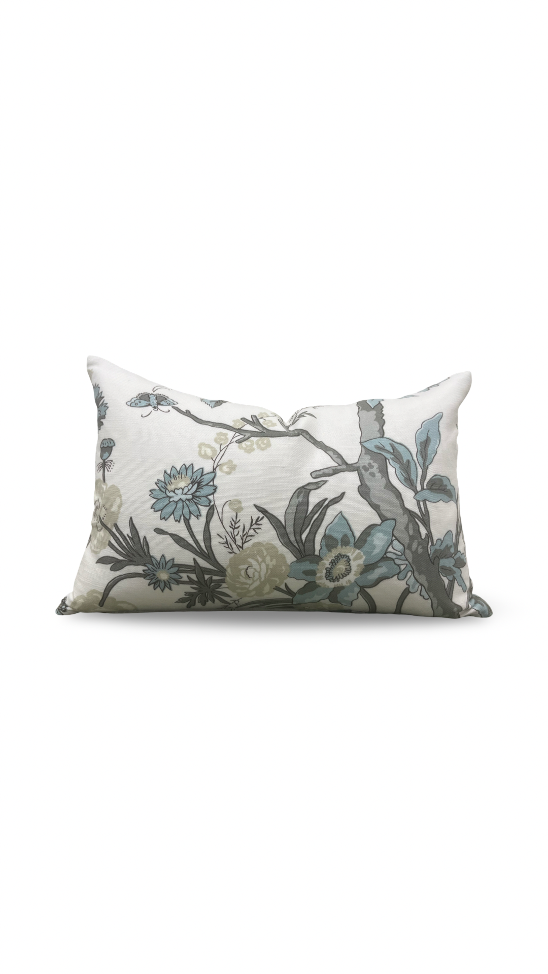 Thibaut Lumbar Pillow Beige and Aqua 12x18" Knife Edge Cover