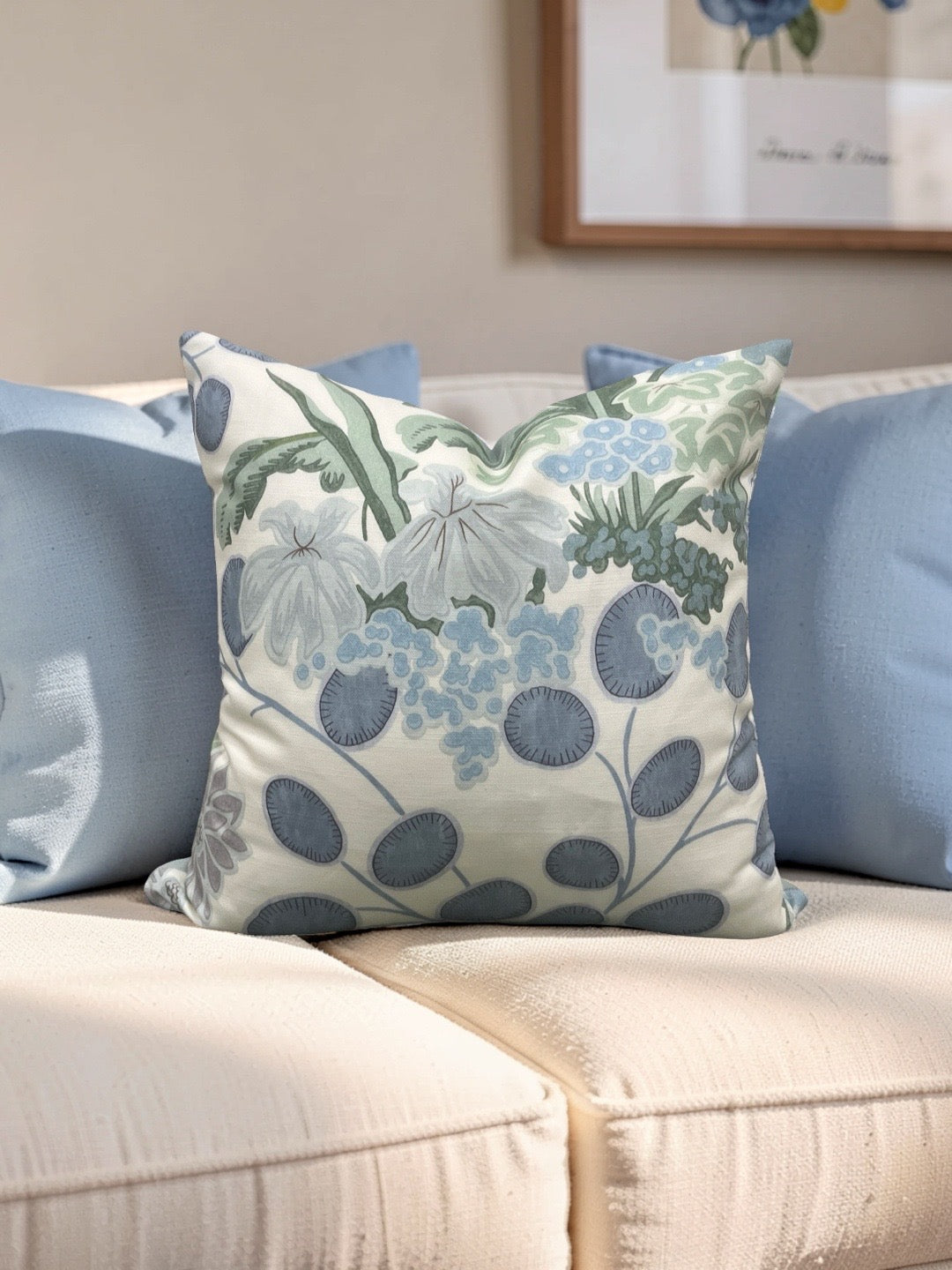 Thibaut Decorative Pillow Meadow Lavender Blue 18x18" Knife Edge Cover