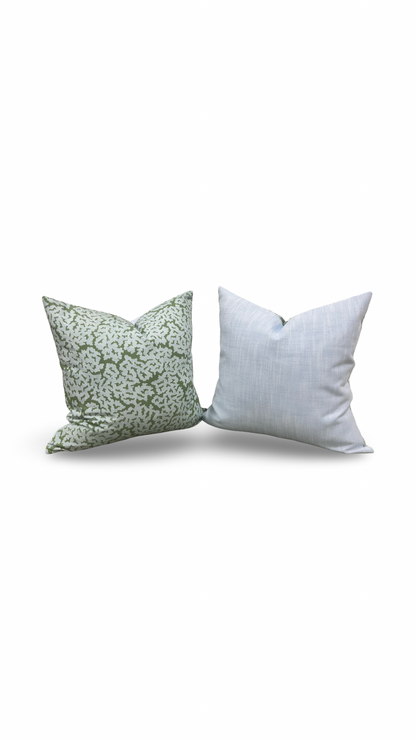 Designer Fabric Maldives Blue and Green 20x20" Knife Edge Decorative Throw Pillow